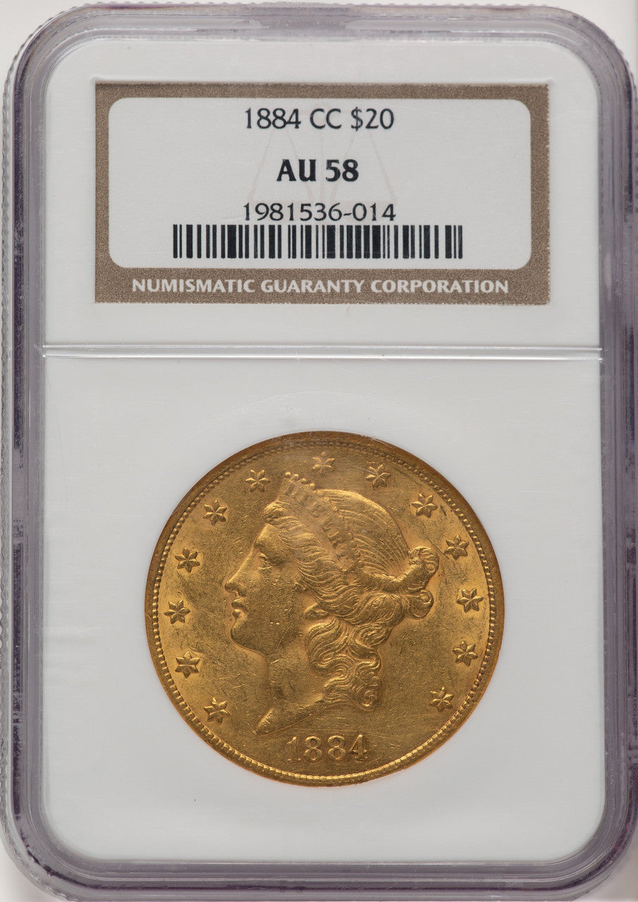 1884-CC $20 Liberty Double Eagle NGC AU58
