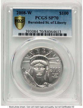 2008-W Burnished Platinum Eagle 1 oz Blue Gradient PCGS MS70