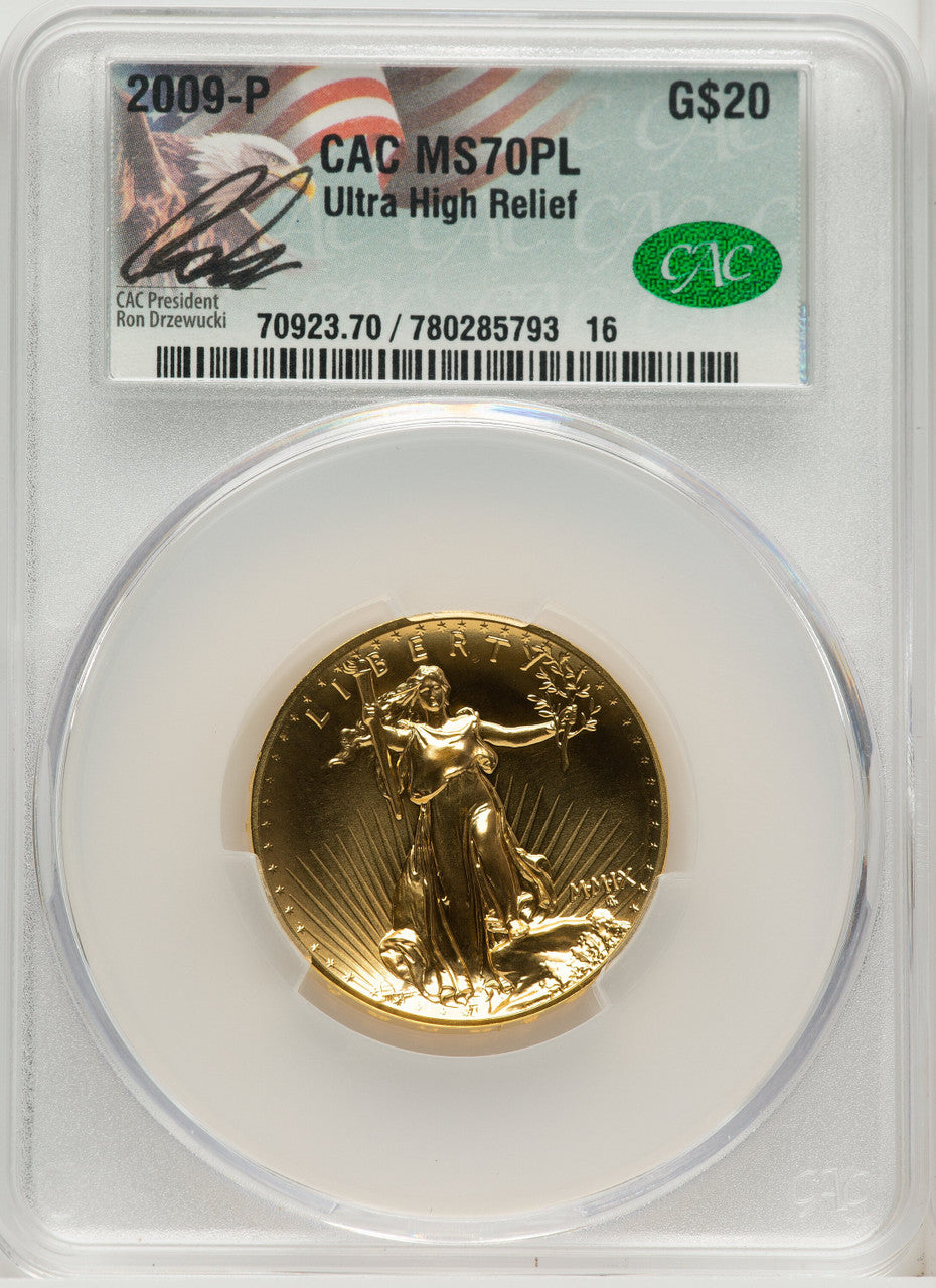 2009 G$20 Ultra High Relief PL Ron Drzewucki CACG MS70