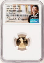 2024-W Proof Gold Eagle 1/10 oz FDI Reagan Legacy Series NGC PF70