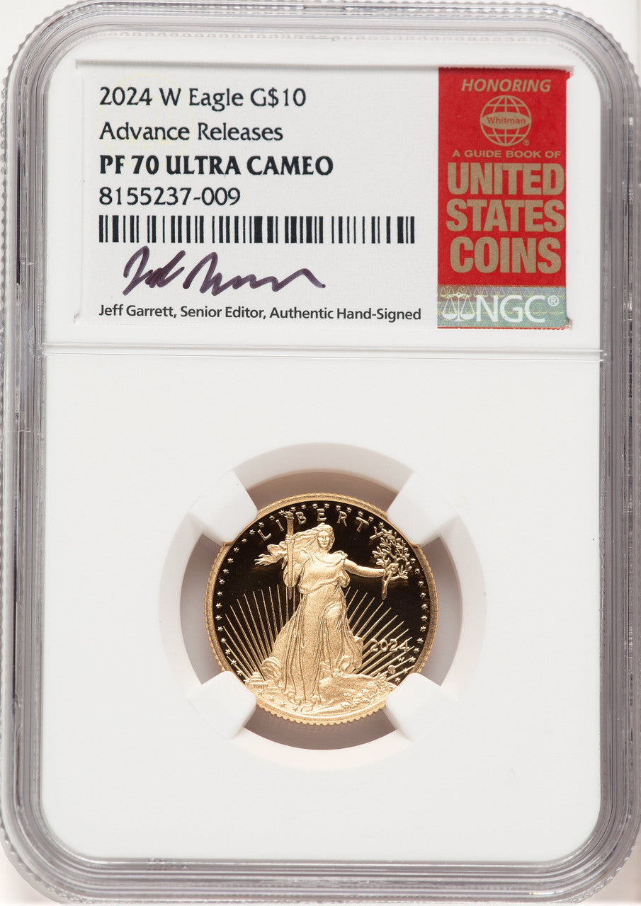 2024-W Proof Gold Eagle 1/4 oz AR Jeff Garrett Red Book NGC PF70