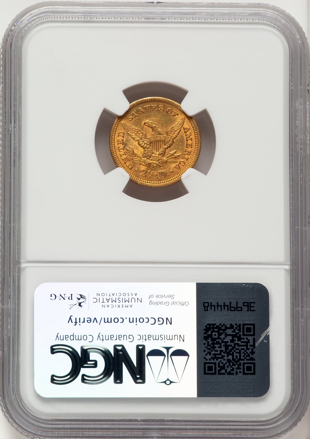 1861 $2.50 Old Rev. Liberty Quarter Eagle NGC AU55
