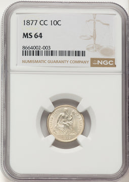 1877-CC 10C Seated Dime NGC MS64