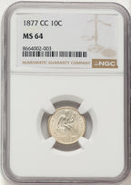 1877-CC 10C Seated Dime NGC MS64