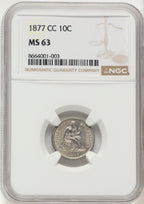 1877-CC 10C Seated Dime NGC MS63