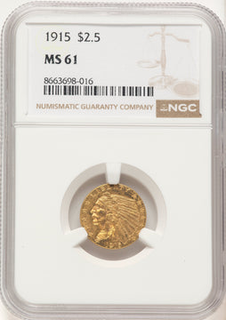 1915 $2.50 Indian Quarter Eagle NGC MS61