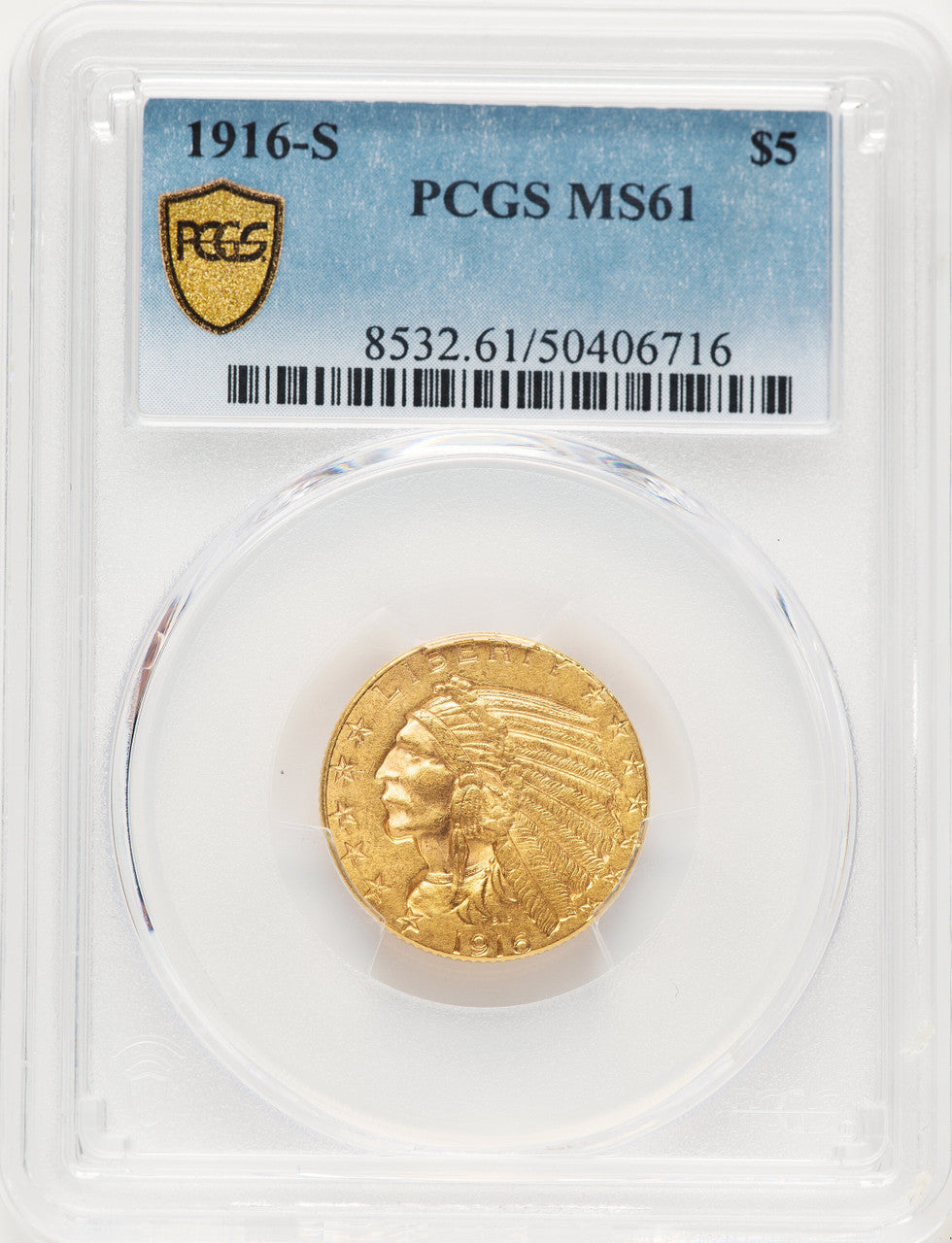 1916-S $5 Indian Half Eagle PCGS MS61 (769295031)