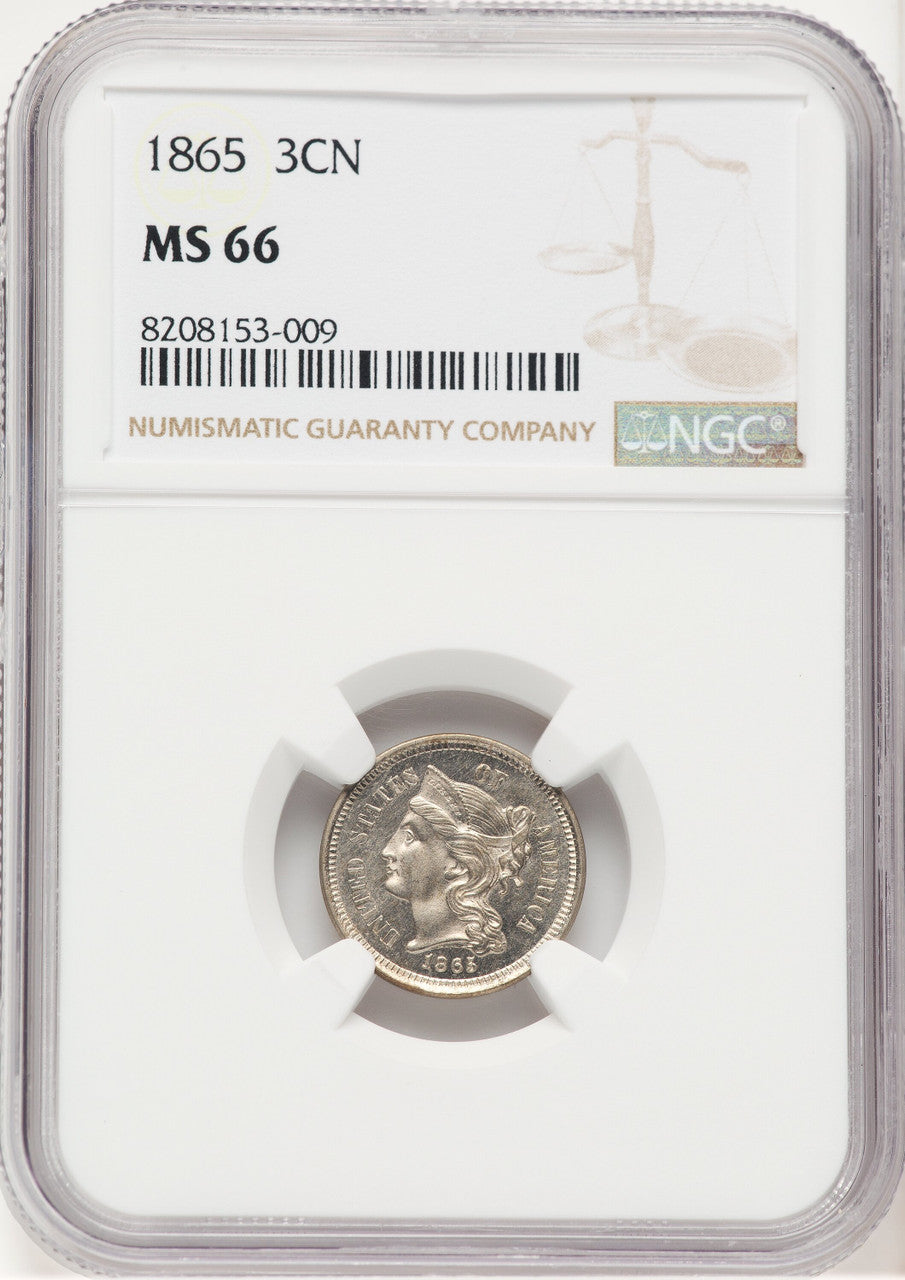 1865 3CN Three Cent Nickel NGC MS66 (769374001)