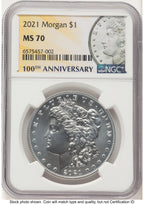 2021 6 Coin Morgan & Peace Dollar Set Morgan/Peace Label NGC MS70