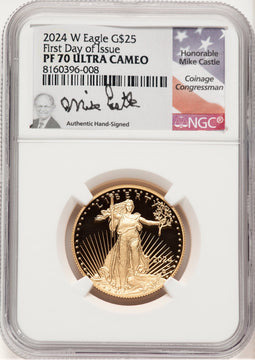2024-W Proof Gold Eagle 1/2 oz FDI Mike Castle NGC MS70