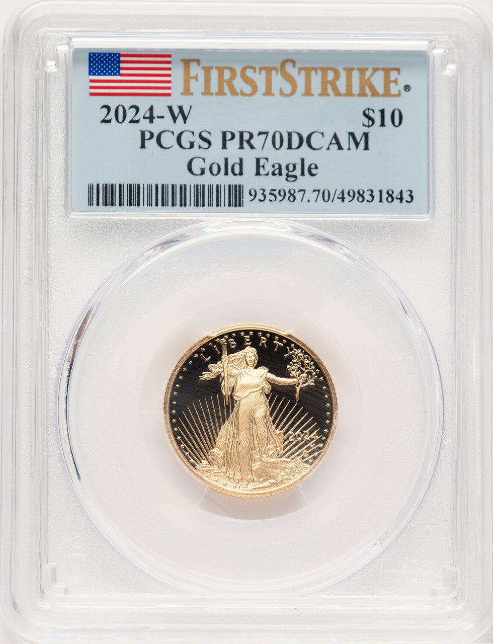 2024-W Proof Gold Eagle 1/4 oz FS Flag PCGS PR70
