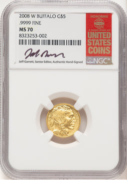 2008-W Burnished Gold Buffalo 1/10 oz 0.10 oz Jeff Garrett Red Book NGC MS70