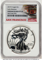 2019-S Enhanced Reverse Proof Silver Eagle 1 oz ER Trolley Label NGC PF69