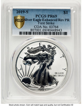 2019-S Enhanced Reverse Proof Silver Eagle 1 oz FS Blue Gradient PCGS PR69