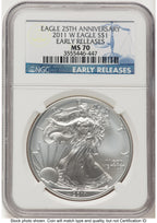 2011-W Burnished Silver Eagle 1 oz ER Blue NGC MS70