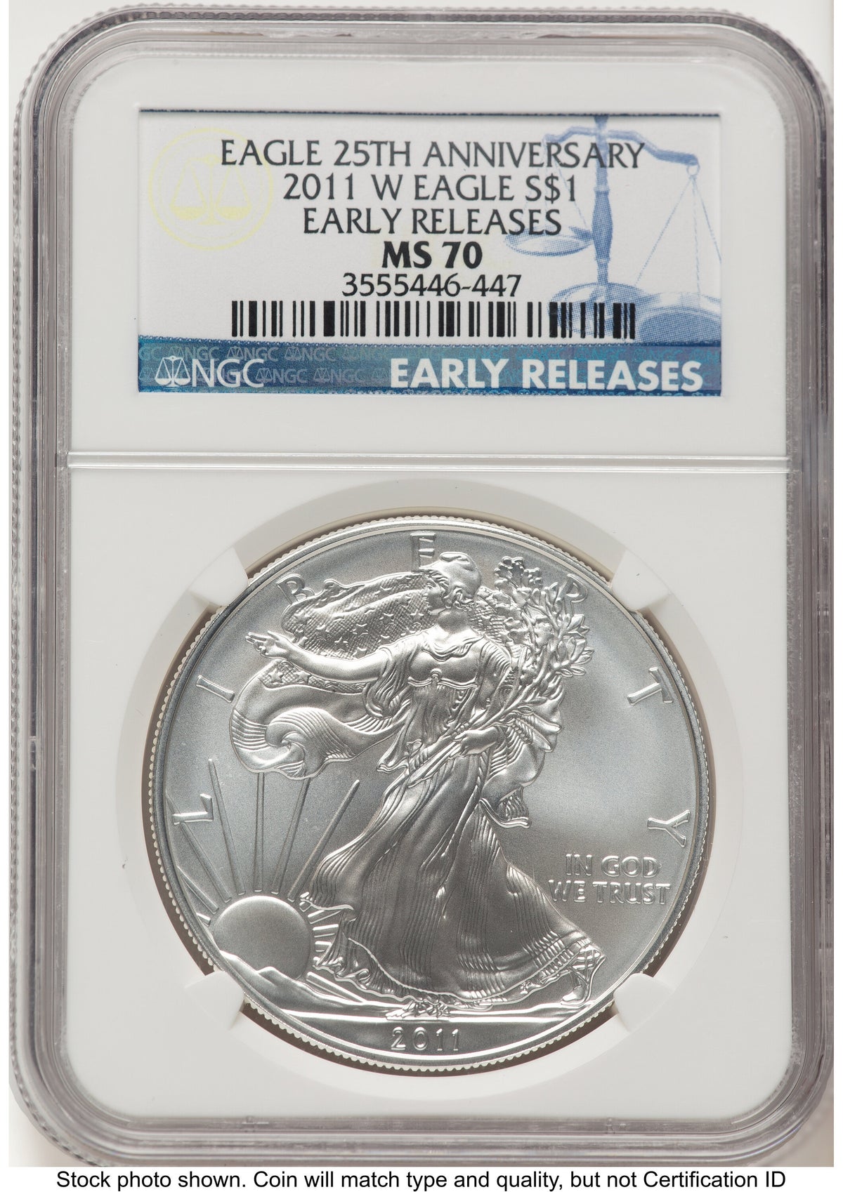 2011-W Burnished Silver Eagle 1 oz ER Blue NGC MS70