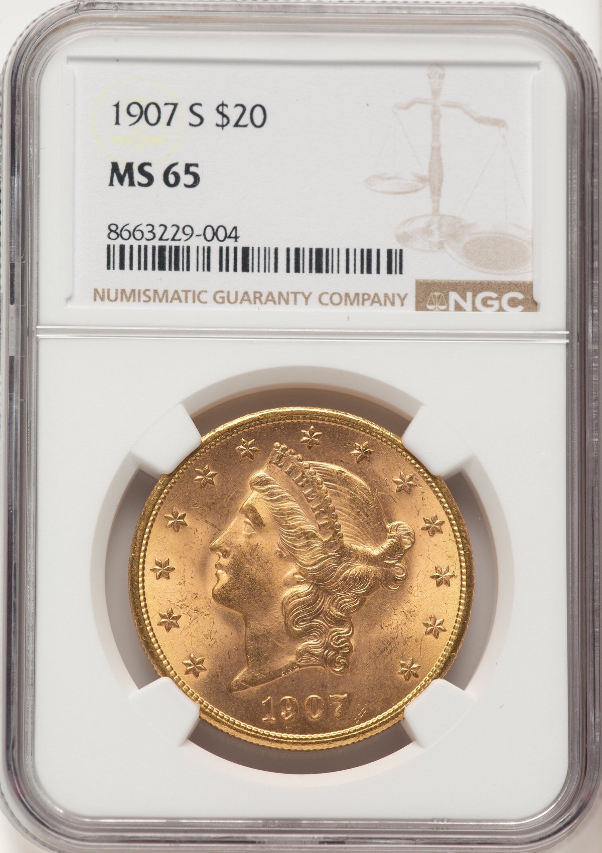 1907-S $20 Liberty Double Eagle NGC MS65
