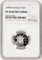 1998-W Proof Platinum Eagle 1/4 oz Brown Label NGC PF70