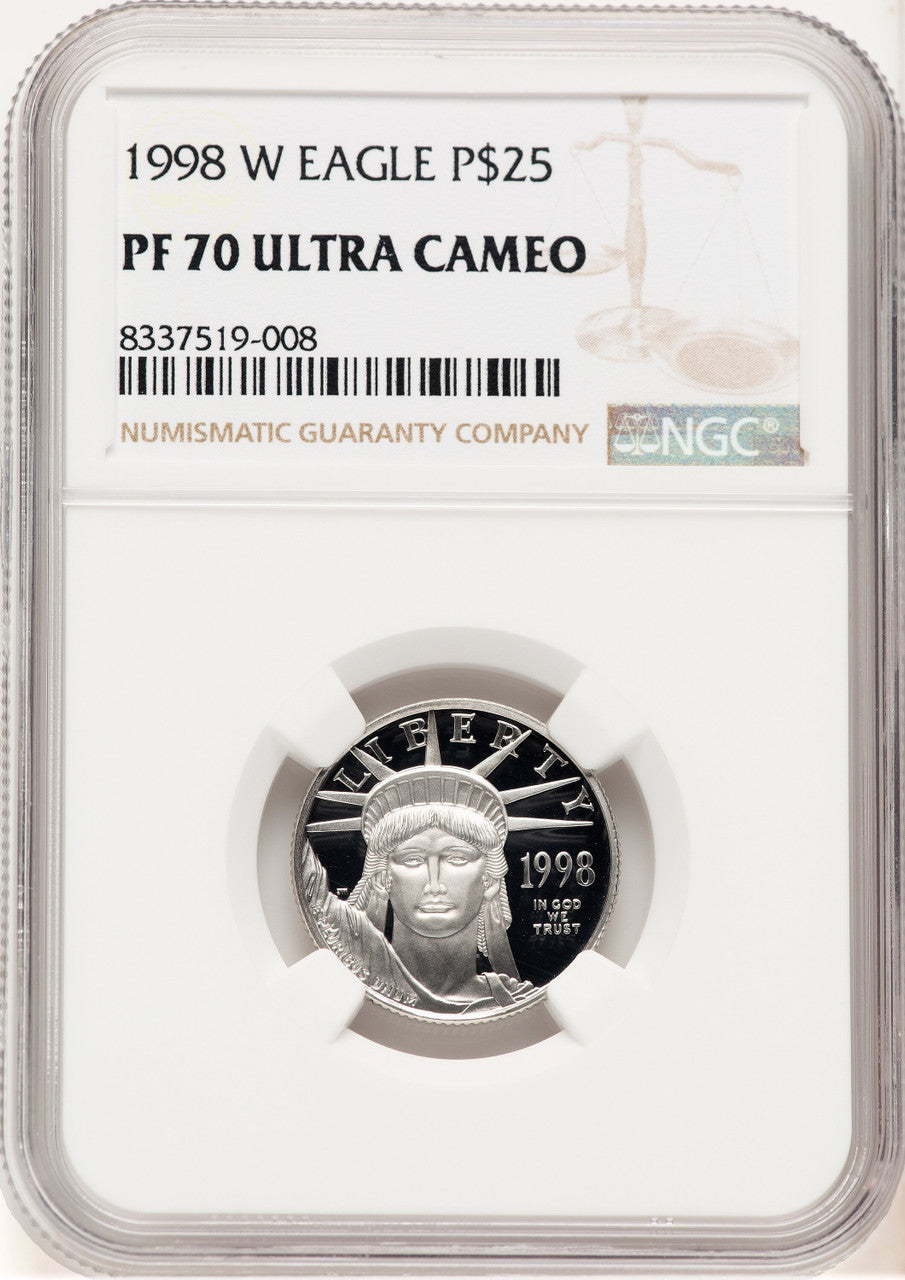 1998-W Proof Platinum Eagle 1/4 oz Brown Label NGC PF70