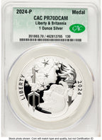 2024-P Proof Silver Medal Liberty & Britannia 1 oz Non Designation CACG PR70