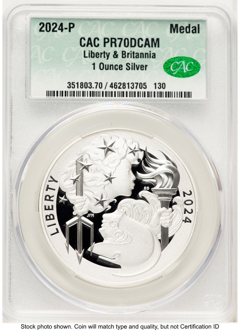 2024-P Proof Silver Medal Liberty & Britannia 1 oz Non Designation CACG PR70