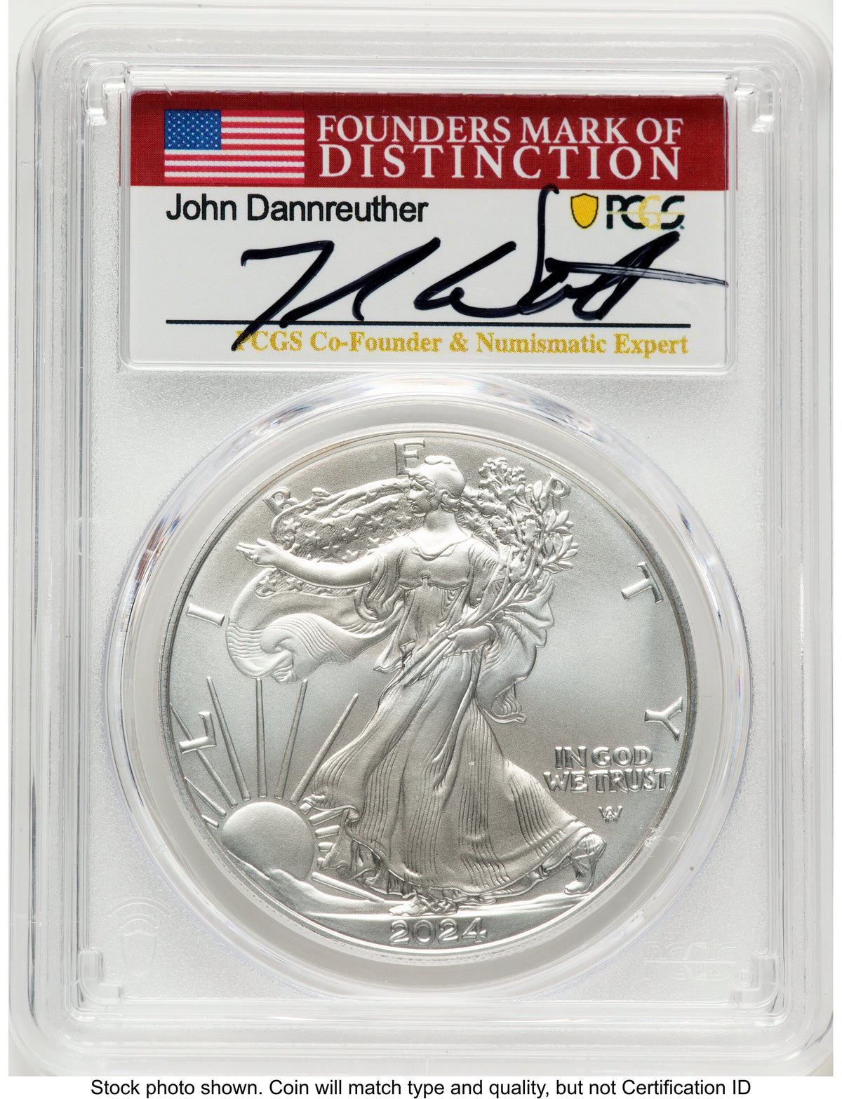 2024-W Burnished Silver Eagle 1 oz AR John Dannreuther PCGS MS70