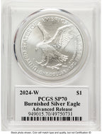 2024-W Burnished Silver Eagle 1 oz AR John Dannreuther PCGS MS70