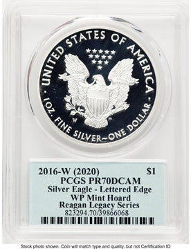 2016-W Proof Silver Eagle 1 oz WP Mint Hoard Reagan Legacy Series Michael Reagan Blue PCGS PR70