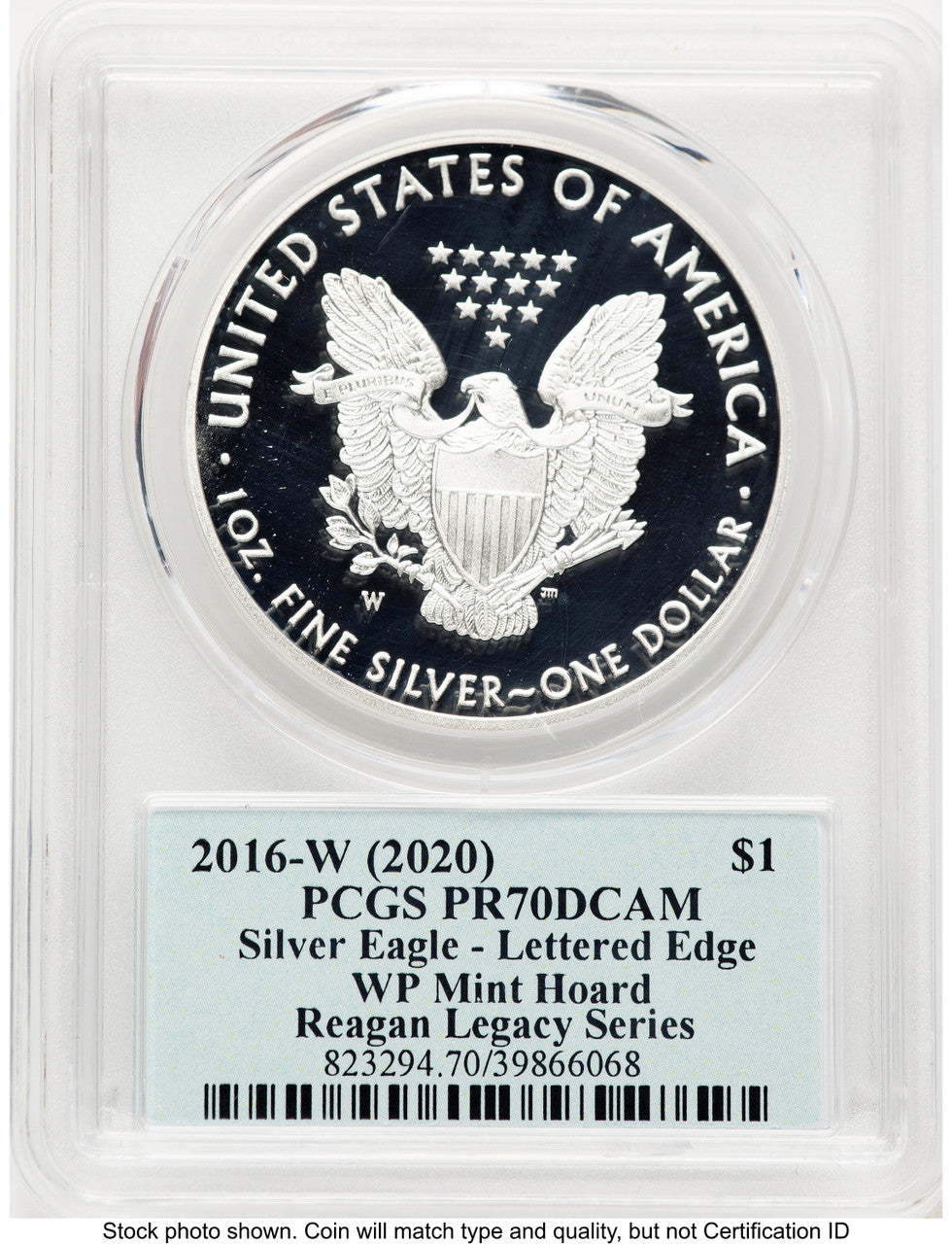 2016-W Proof Silver Eagle 1 oz WP Mint Hoard Reagan Legacy Series Michael Reagan Blue PCGS PR70