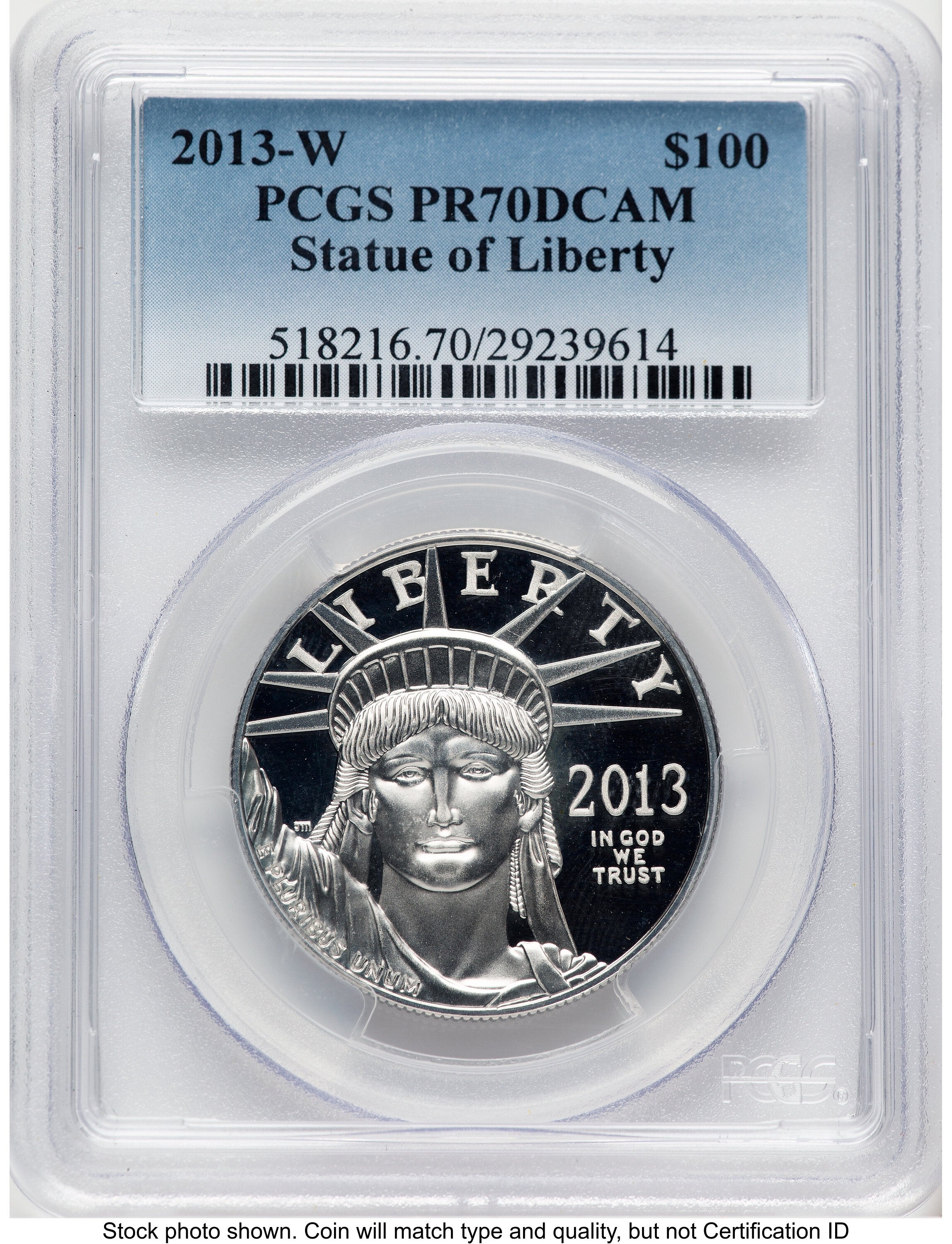 2013-W Proof Platinum Eagle 1 oz Blue Gradient PCGS PR70
