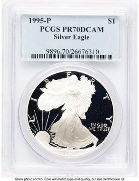 1995-P Proof Silver Eagle 1 oz Blue Label PCGS PR70