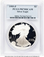 1995-P Proof Silver Eagle 1 oz Blue Label PCGS PR70