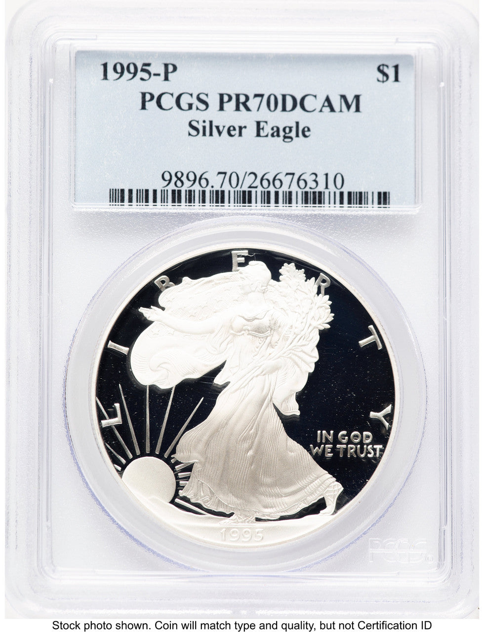 1995-P Proof Silver Eagle 1 oz Blue Label PCGS PR70