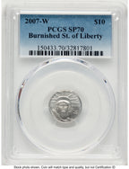 2007-W Burnished Platinum Eagle 1/10 oz Blue Gradient PCGS MS70