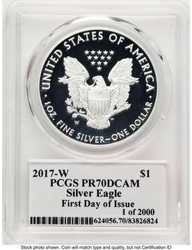 2017-W Proof Silver Eagle 1 oz FDI Trump  History in Your Hands  Label PCGS PR70
