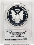 2017-W Proof Silver Eagle 1 oz FDI Trump  History in Your Hands  Label PCGS PR70