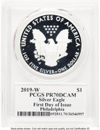 2019-W Proof Silver Eagle 1 oz FDI John Philadelphia PCGS PR70 Mercanti