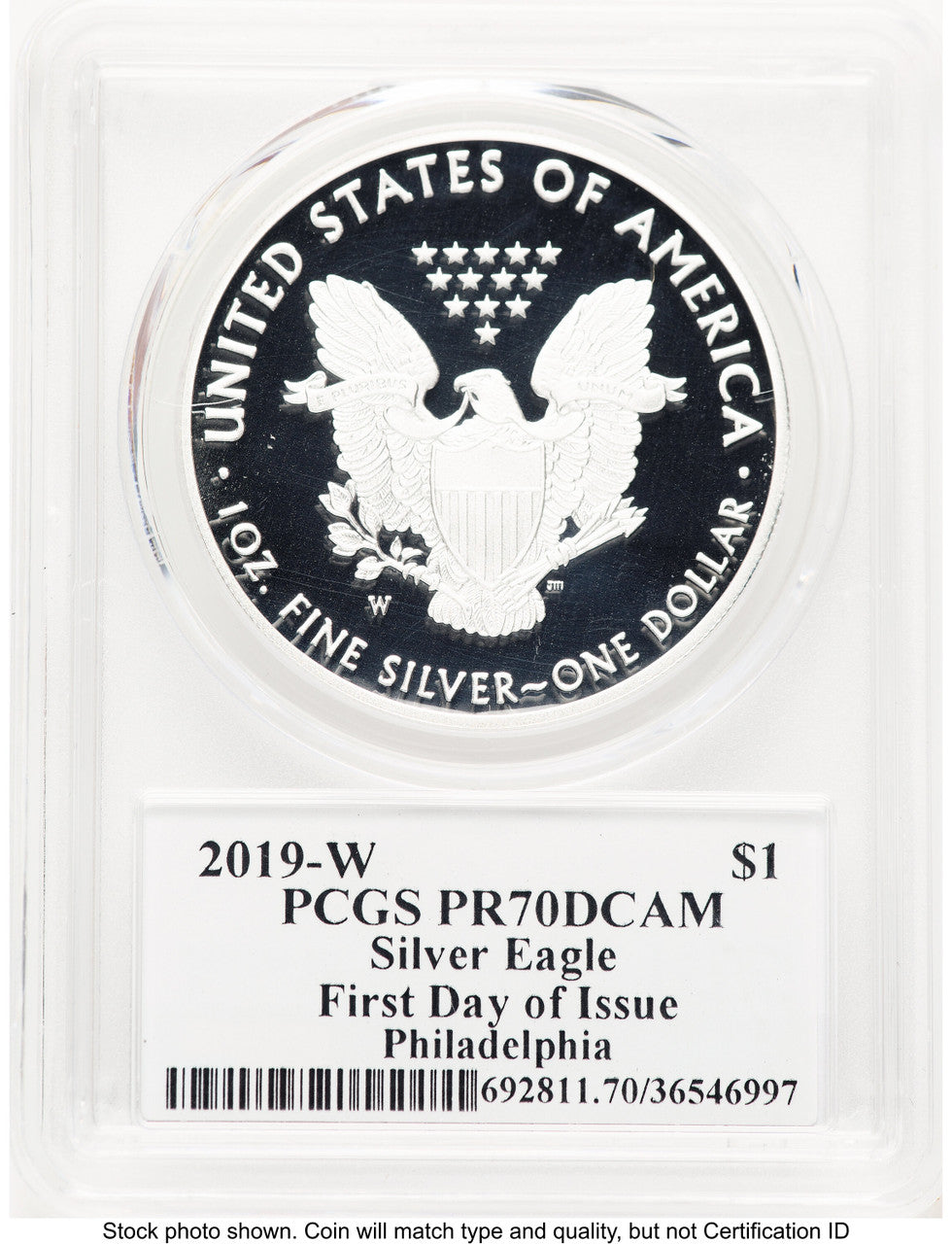 2019-W Proof Silver Eagle 1 oz FDI John Philadelphia PCGS PR70 Mercanti