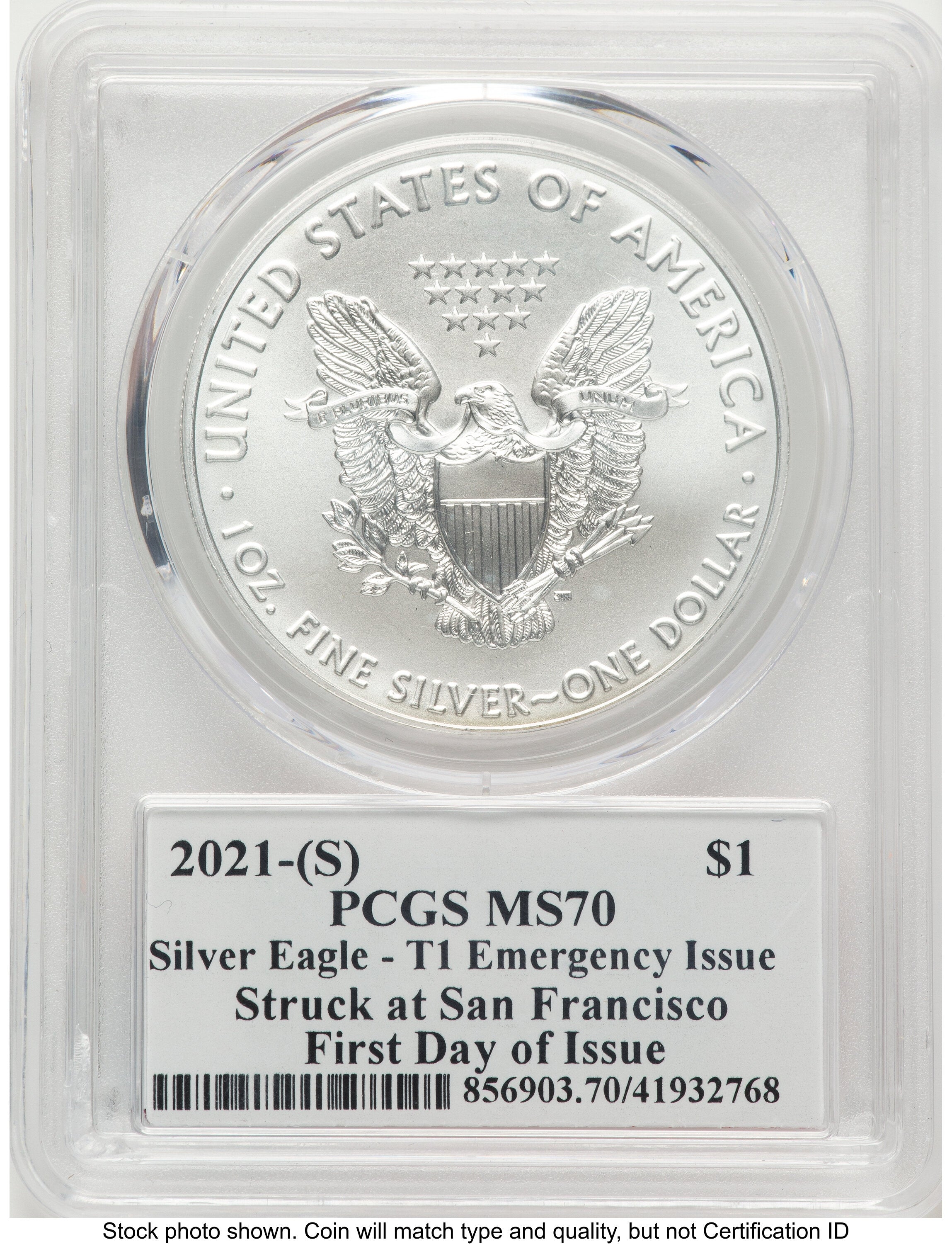 2021-(S) Silver Eagle Type 1 Emergency Production FDI Thomas Cleveland Americana PCGS MS70
