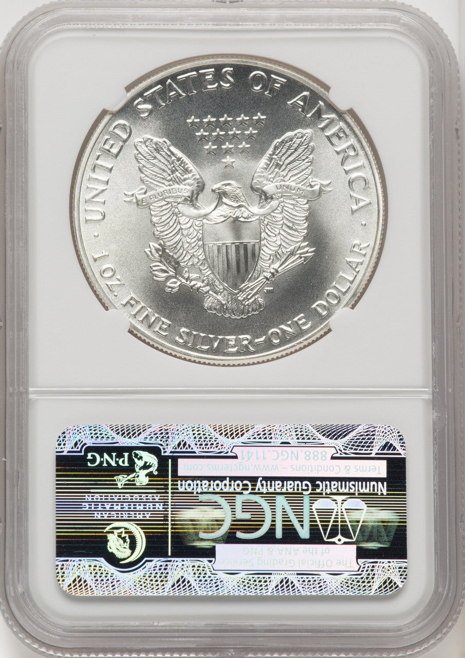 1986 Silver Eagle Brown Label NGC MS70