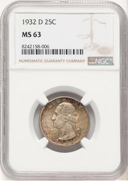 1932-D 25C Washington Quarter NGC MS63