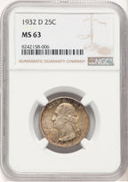 1932-D 25C Washington Quarter NGC MS63