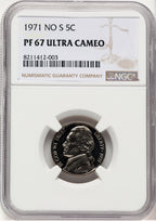 1971 5C NO S Proof Jefferson Nickel NGC PR67