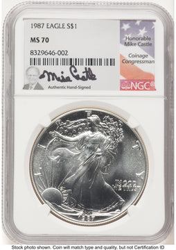 1987 Silver Eagle Mike Castle NGC MS70