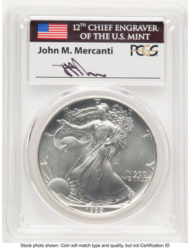1992 Silver Eagle John PCGS MS70 Mercanti