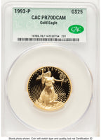 1993-P Proof Gold Eagle 1/2 oz Non Designation CACG PR70