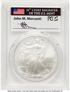 2008-W Burnished Silver Eagle 1 oz John PCGS MS70 Mercanti