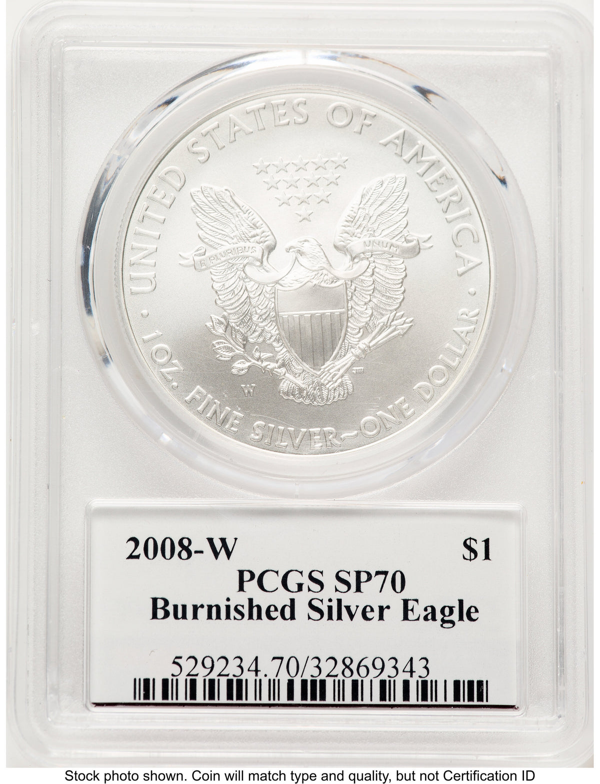 2008-W Burnished Silver Eagle 1 oz John PCGS MS70 Mercanti