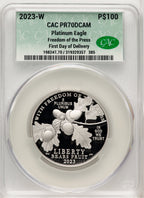 2023-W Proof Platinum Eagle 1 oz First Day Of Delivery CACG PR70