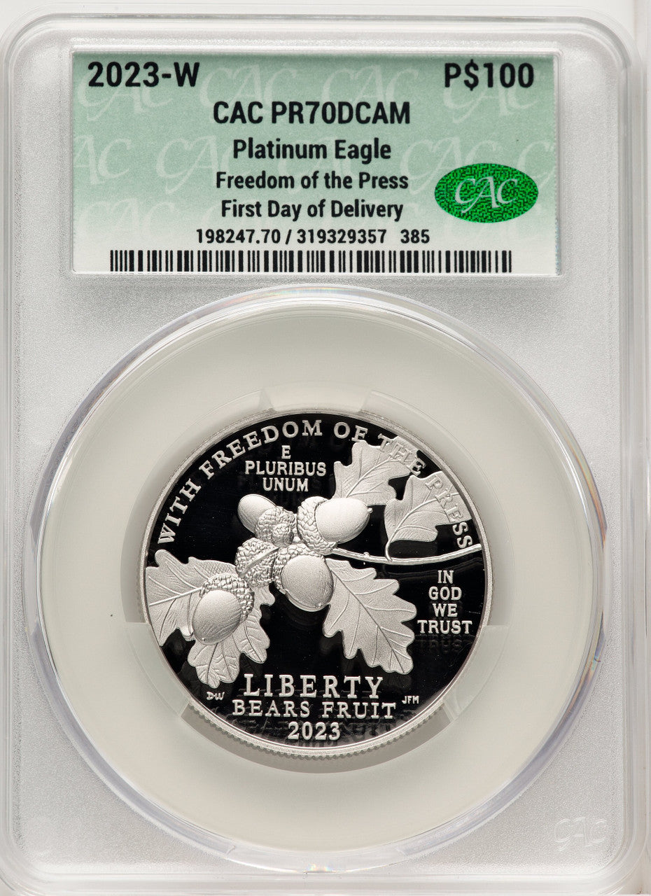 2023-W Proof Platinum Eagle 1 oz First Day Of Delivery CACG PR70